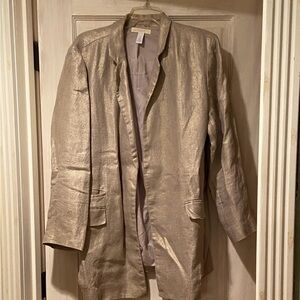 Chicos Woman’s lined metallic gold blazer jacket size 3